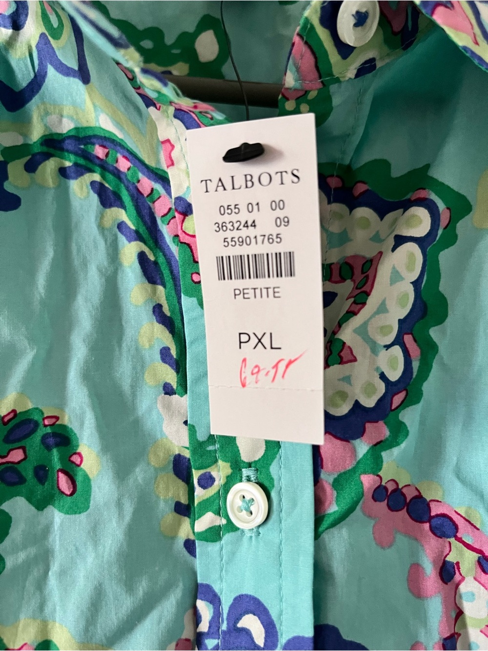 Talbots Floral Paisley Button-down Shirt NWT Petite XL 100% Cotton - Picture 4 of 7